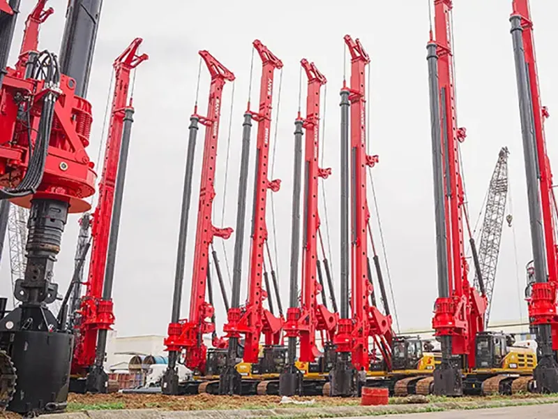 Fleet of SANY drilling rigs at Hoa Phat Dung Quat steel plant site in Vietnam