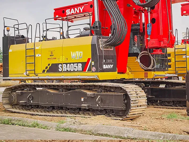 Close-up of SANY drill bit and core extraction on hard rock