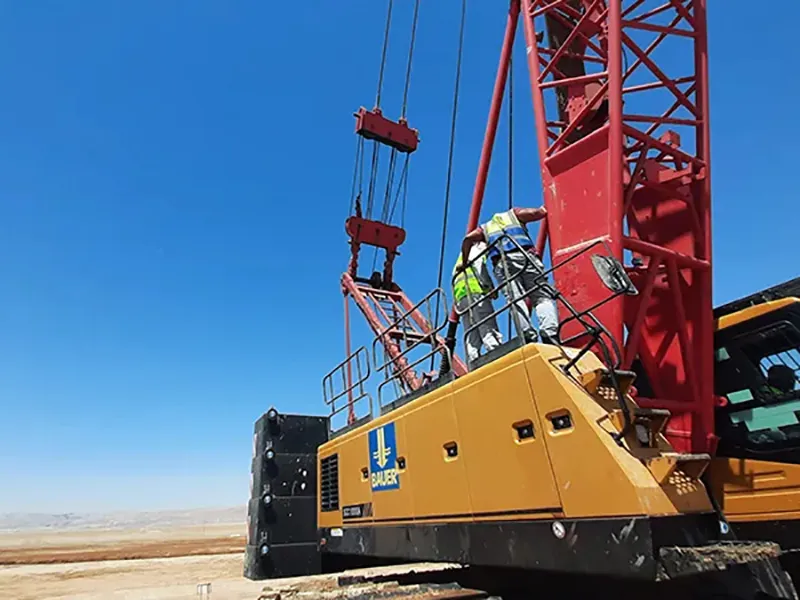 Close-up of the SCC1000A's robust undercarriage and components in the Dead Sea