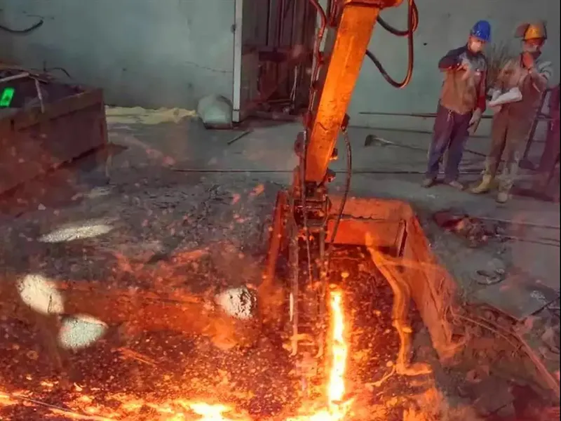 SY75C working near molten iron blast furnace